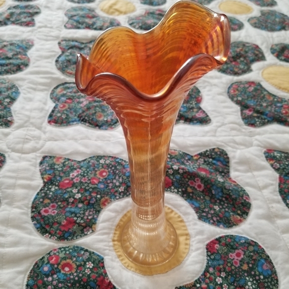 Vintage Imperal Ripple Carnival Glass Swung Vase 10.5" - Picture 4 of 5